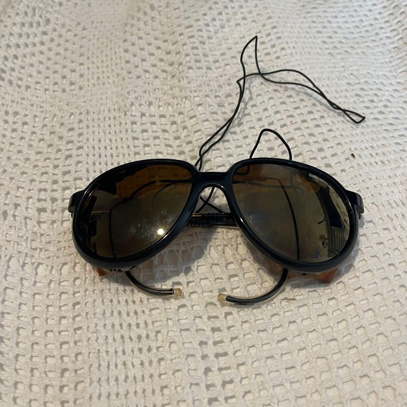 Bolle Acrylex Sunglasses Vintage Ski Goggles‎ Leather Side Shield Aviator - Picture 1 of 8